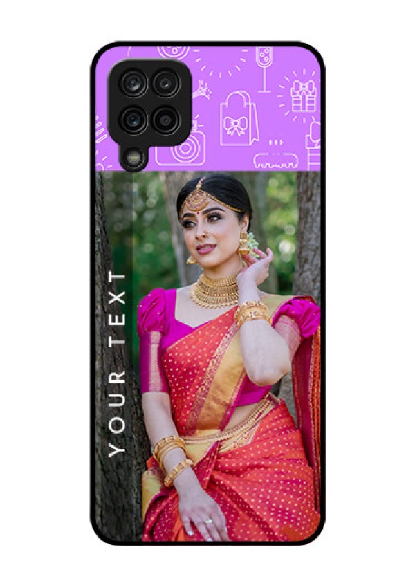 Galaxy F12 Custom Glass Mobile Case - Birthday Icons Design