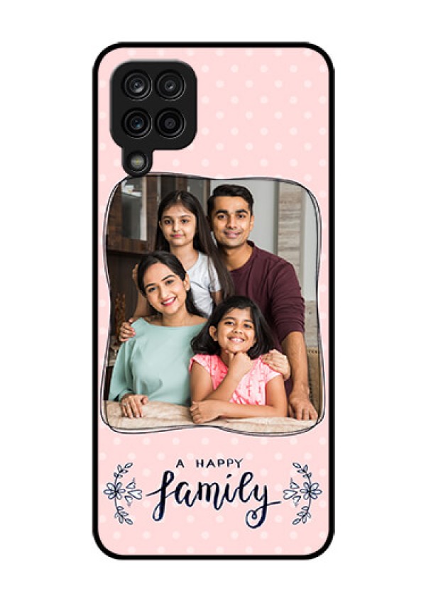 Galaxy F12 Custom Glass Phone Case - Family with Dots Design
