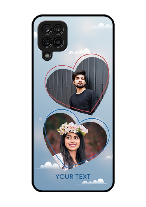 Galaxy F12 Custom Glass Mobile Case - Blue Color Couple Design 