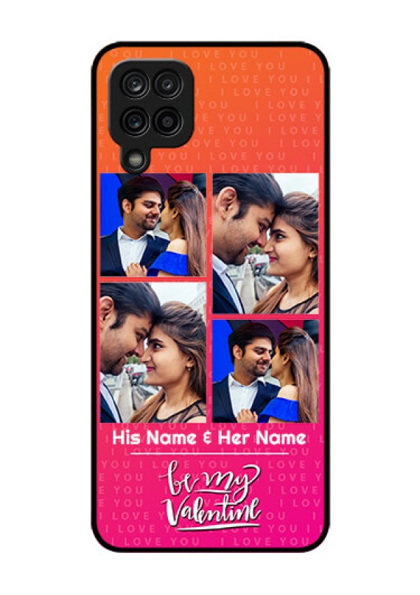 Galaxy F12 Custom Glass Phone Case - I Love You Pink Design