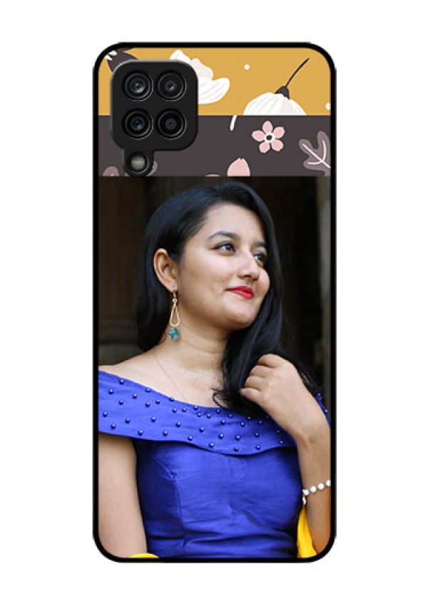 Galaxy F12 Custom Glass Phone Case - Stylish Floral Design