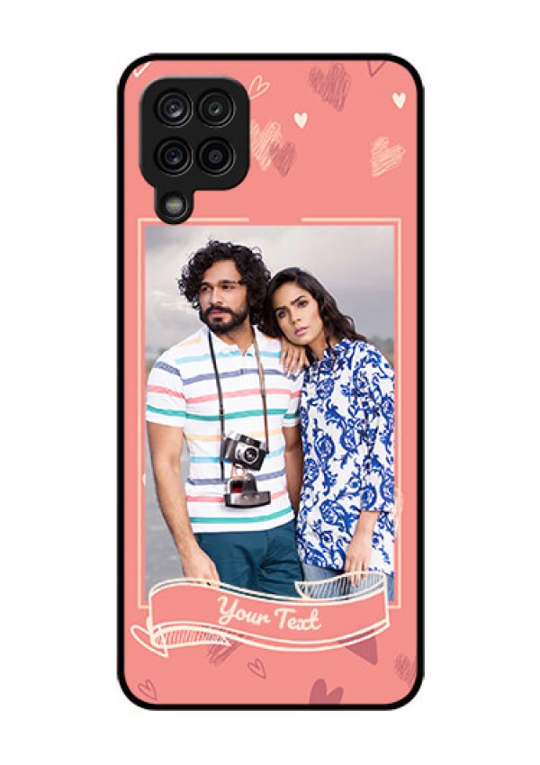 Galaxy F12 Custom Glass Phone Case - Love doodle art Design