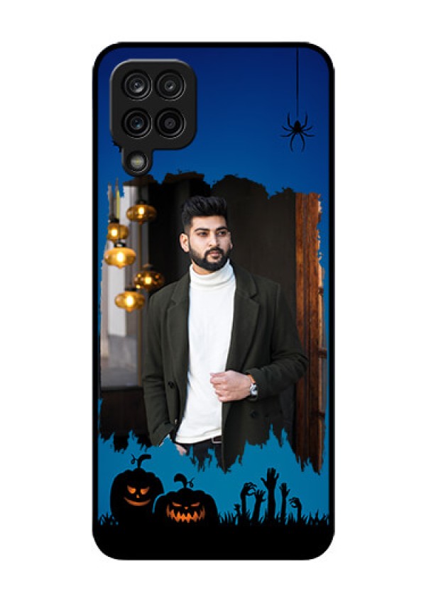 Galaxy F12 Photo Printing on Glass Case - with pro Halloween design 