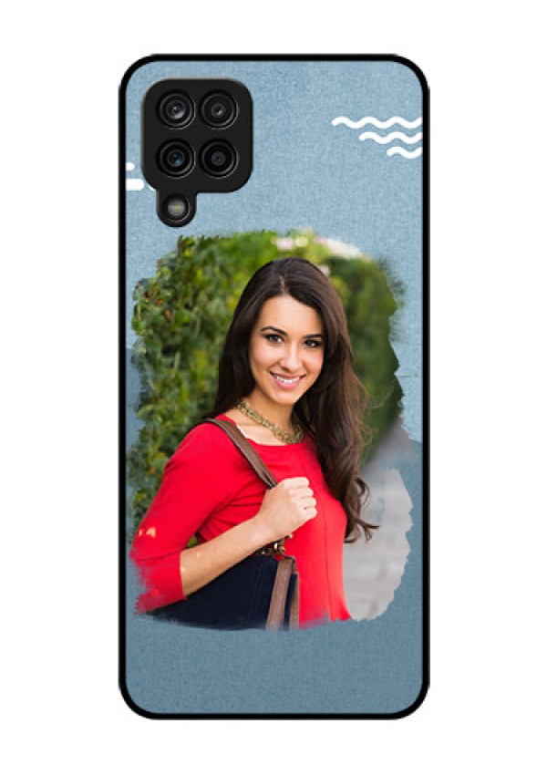 Galaxy F12 Custom Glass Mobile Case - Grunge Line Art Design