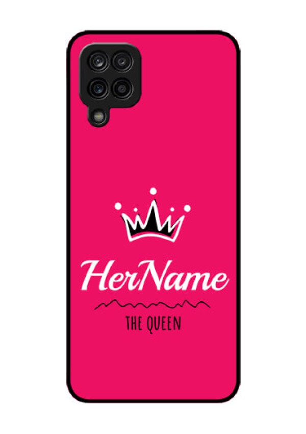 Galaxy F12 Glass Phone Case Queen with Name