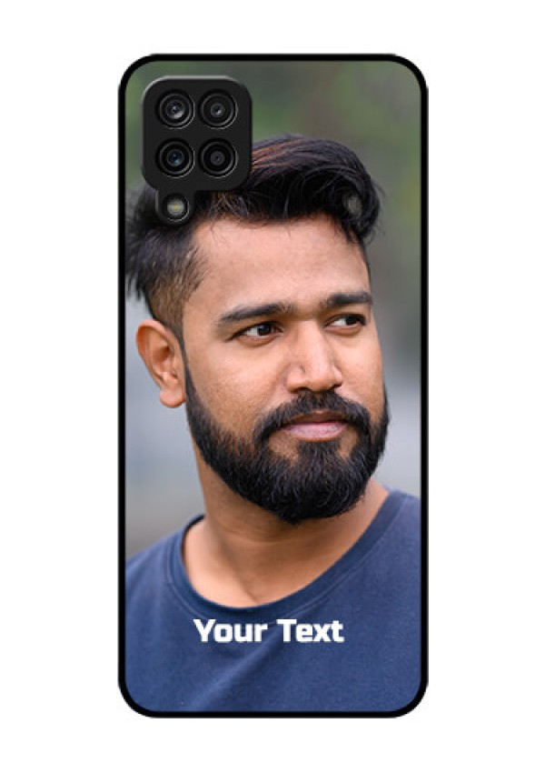 Galaxy F12 Glass Mobile Cover: Photo with Text