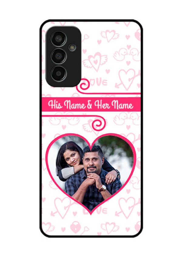 Galaxy F13 Personalized Glass Phone Case - Heart Shape Love Design
