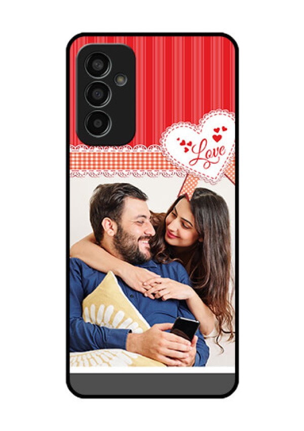 Galaxy F13 Custom Glass Mobile Case - Red Love Pattern Design
