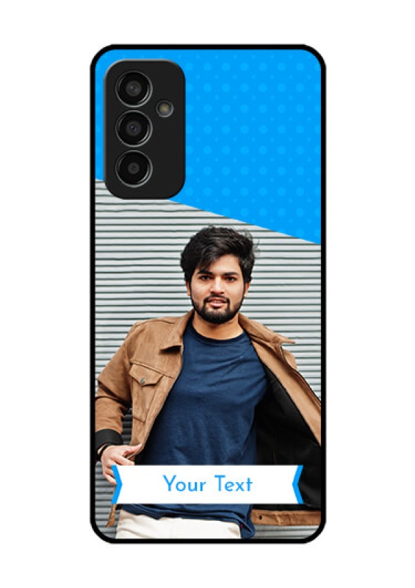 Galaxy F13 Photo Printing on Glass Case - Simple Blue Color Design