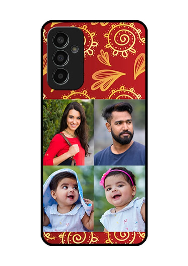Galaxy F13 Photo Printing on Glass Case - 4 Image Traditional Design