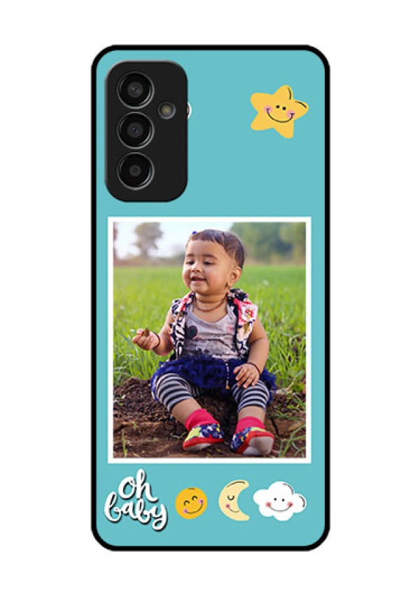 Galaxy F13 Personalized Glass Phone Case - Smiley Kids Stars Design