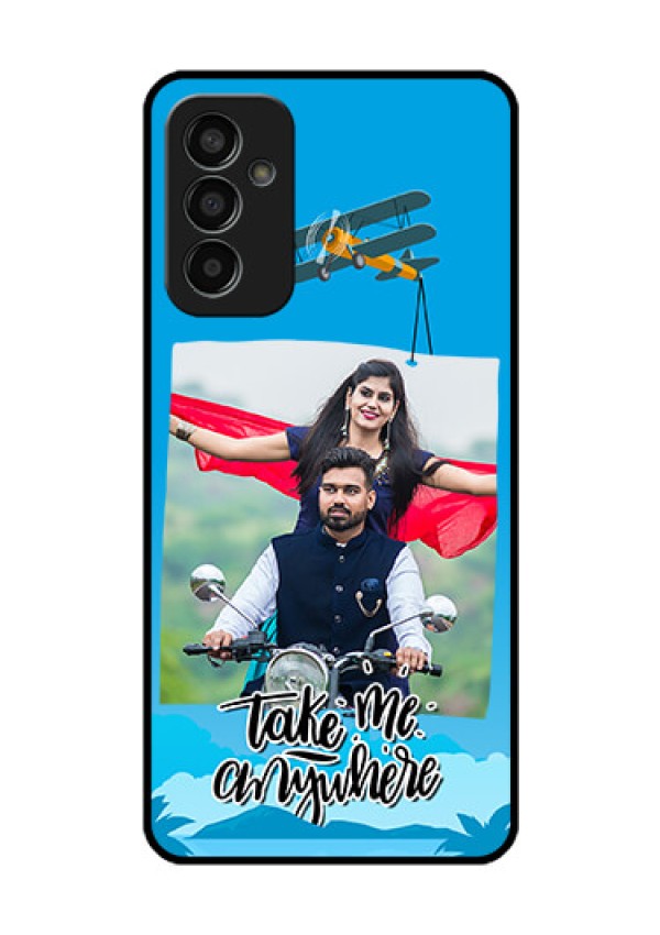 Galaxy F13 Custom Glass Mobile Case - Traveller Design