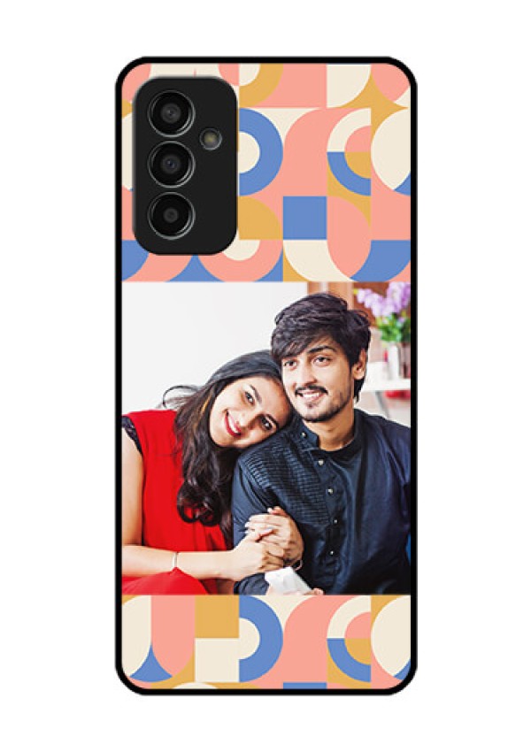 Galaxy F13 Photo Printing on Glass Case - Semi-circle Maze Pattern Design