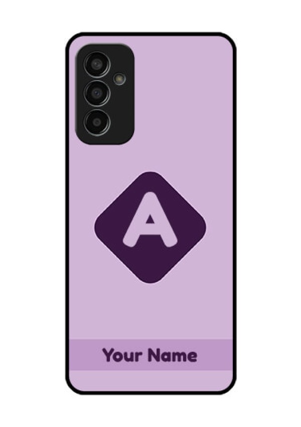 Galaxy F13 Custom Glass Mobile Case - Custom Letter in curved badge Design