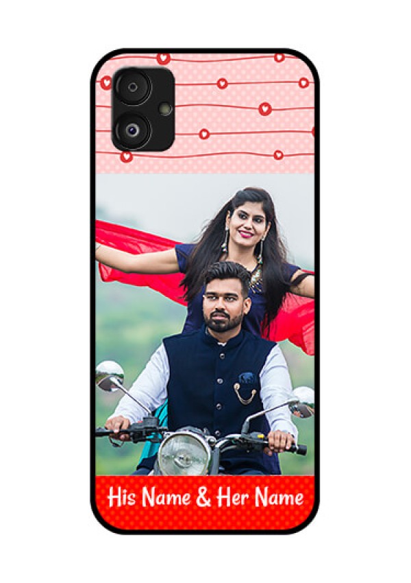 Samsung Galaxy F14 5G Personalized Glass Phone Case - Red Pattern Case Design