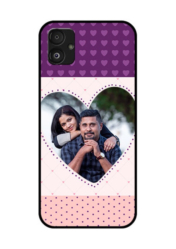Samsung Galaxy F14 5G Custom Glass Phone Case - Violet Love Dots Design