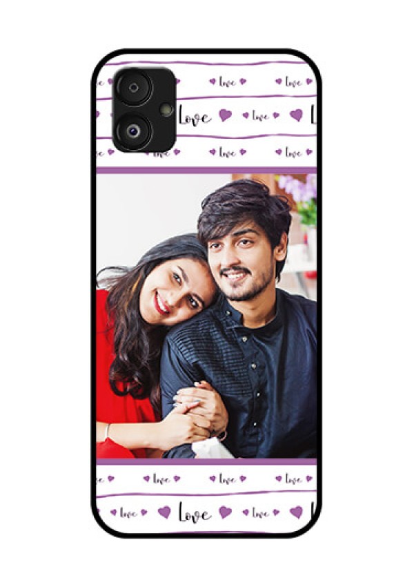 Samsung Galaxy F14 5G Custom Glass Mobile Case - Couples Heart Design