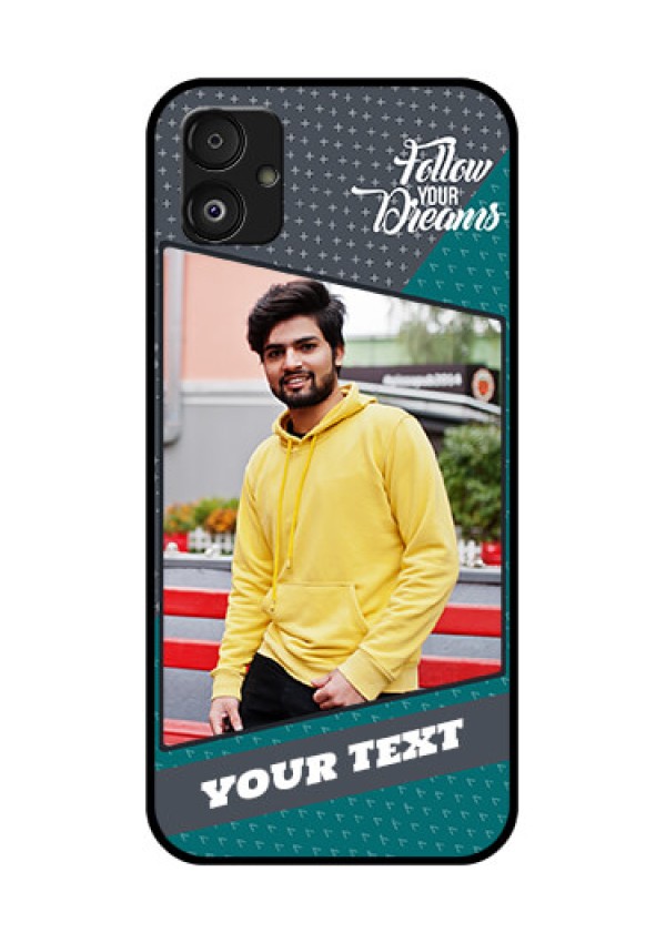 Samsung Galaxy F14 5G Personalized Glass Phone Case - Background Pattern Design with Quote