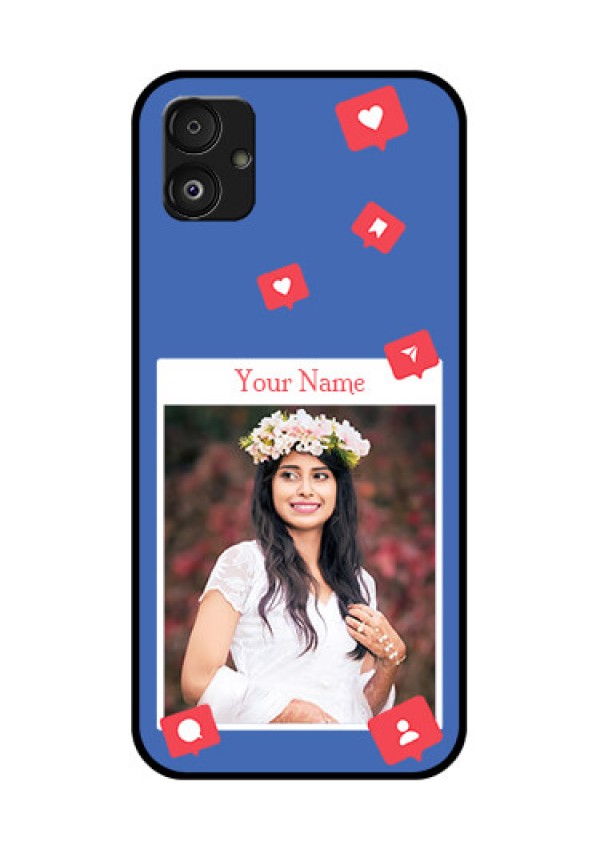 Samsung Galaxy F14 5G Custom Glass Phone Case - Like Share And Comment Design
