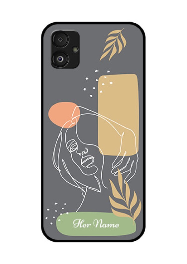 Samsung Galaxy F14 5G Custom Glass Phone Case - Gazing Woman line art Design