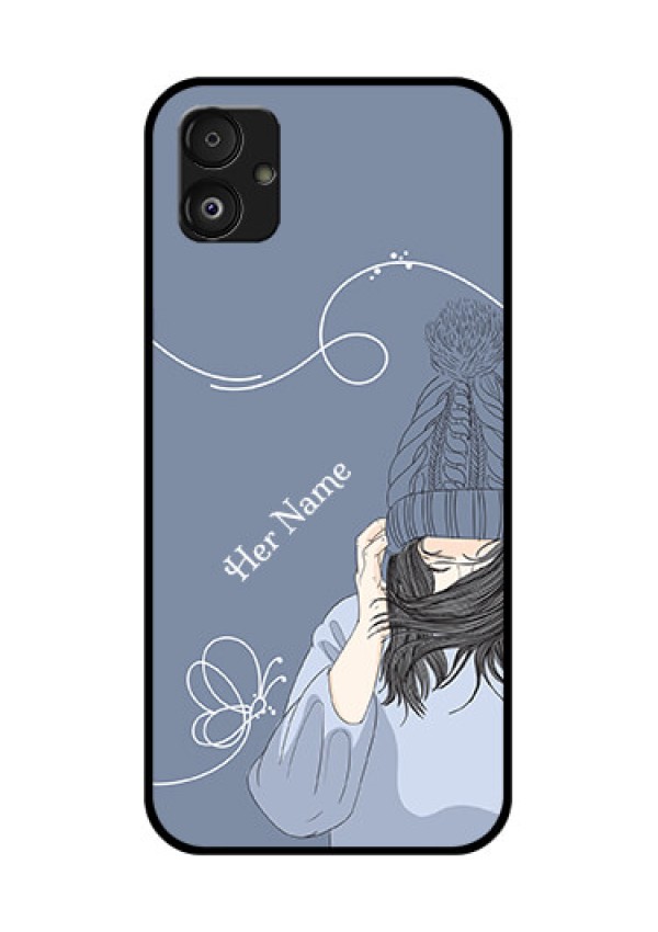 Samsung Galaxy F14 5G Custom Glass Mobile Case - Girl in winter outfit Design