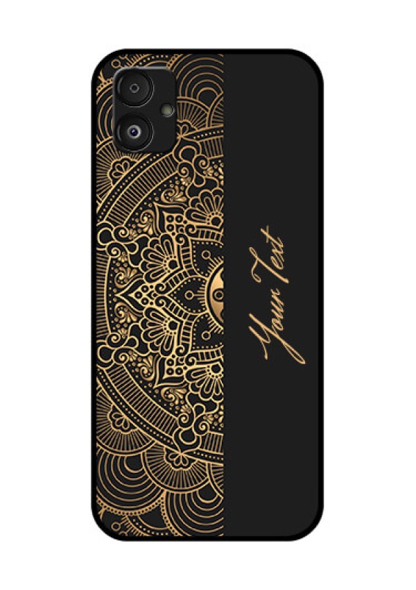 Samsung Galaxy F14 5G Photo Printing on Glass Case - Mandala art with custom text Design