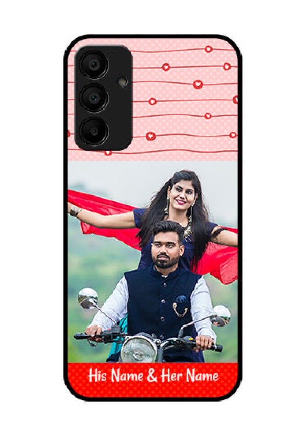 Galaxy F15 5G Custom Glass Phone Case - Red Pattern Case Design