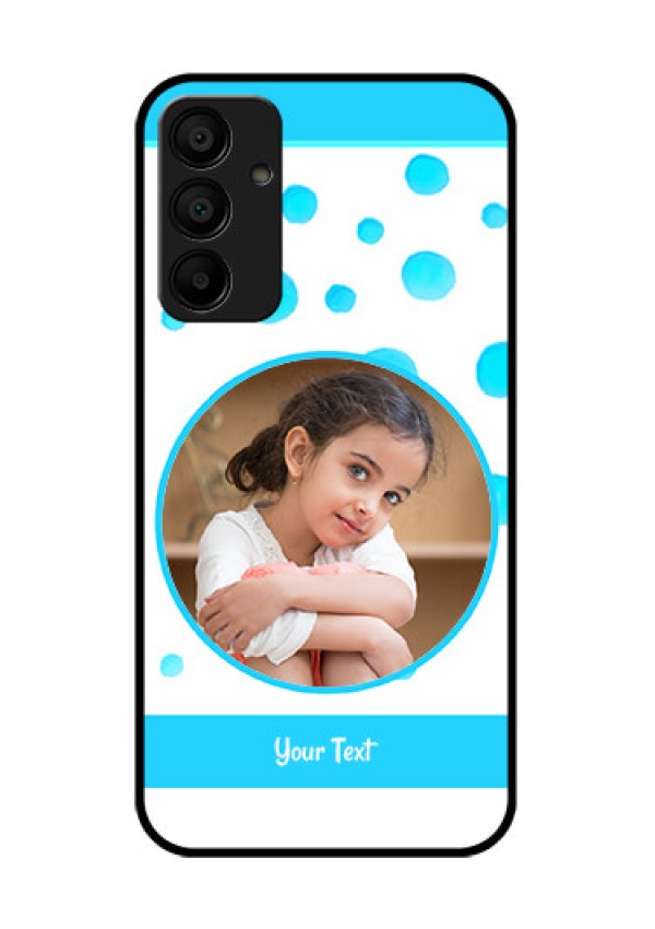Galaxy F15 5G Custom Glass Phone Case - Blue Bubbles Pattern Design