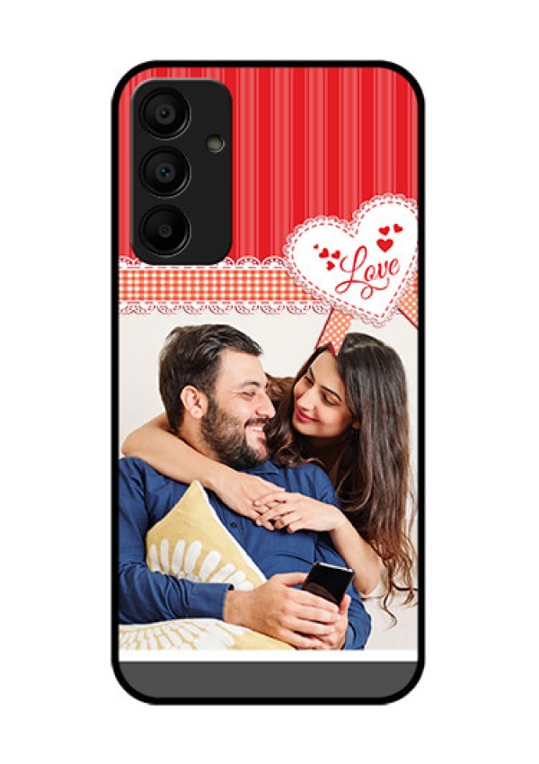 Galaxy F15 5G Custom Glass Phone Case - Red Love Pattern Design