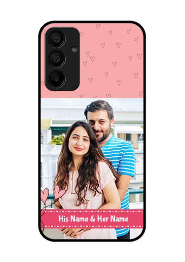 Galaxy F15 5G Custom Glass Phone Case - Love Design Peach Color