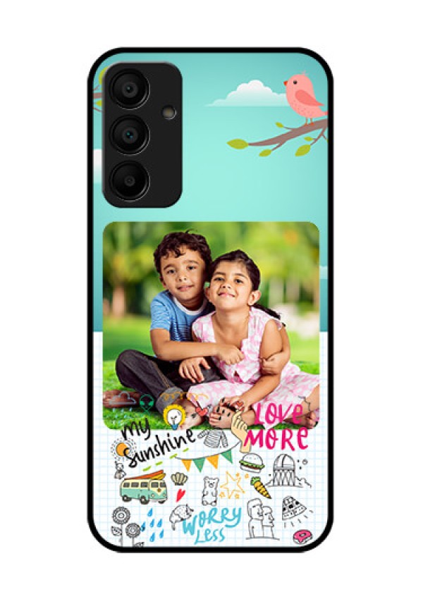 Galaxy F15 5G Custom Glass Phone Case - Doodle Love Design