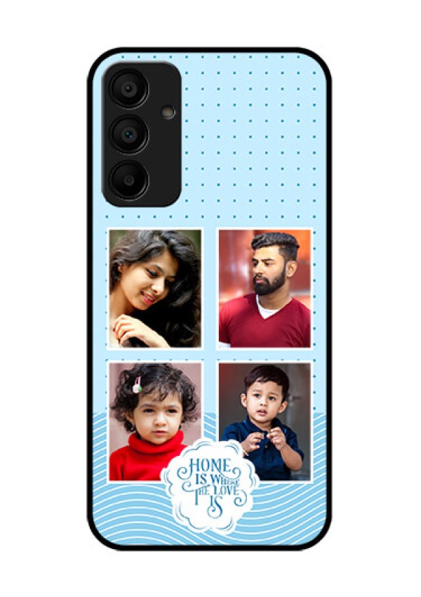 Galaxy F15 5G Custom Glass Phone Case - Cute Love Quote With 4 Pic Upload Design