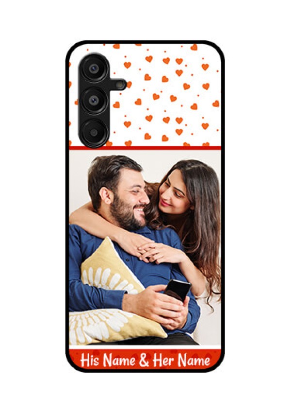 Galaxy F16 5G Custom Glass Phone Case - Orange Love Symbol Design