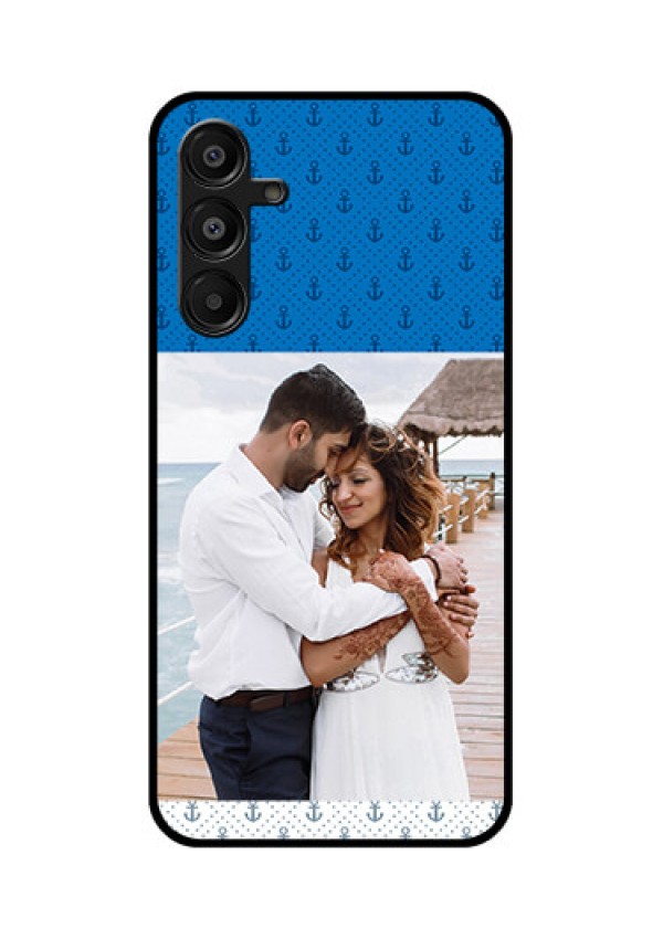 Galaxy F16 5G Custom Glass Phone Case - Blue Anchors Design