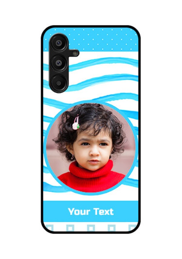 Galaxy F16 5G Custom Glass Phone Case - Simple Blue Case Design