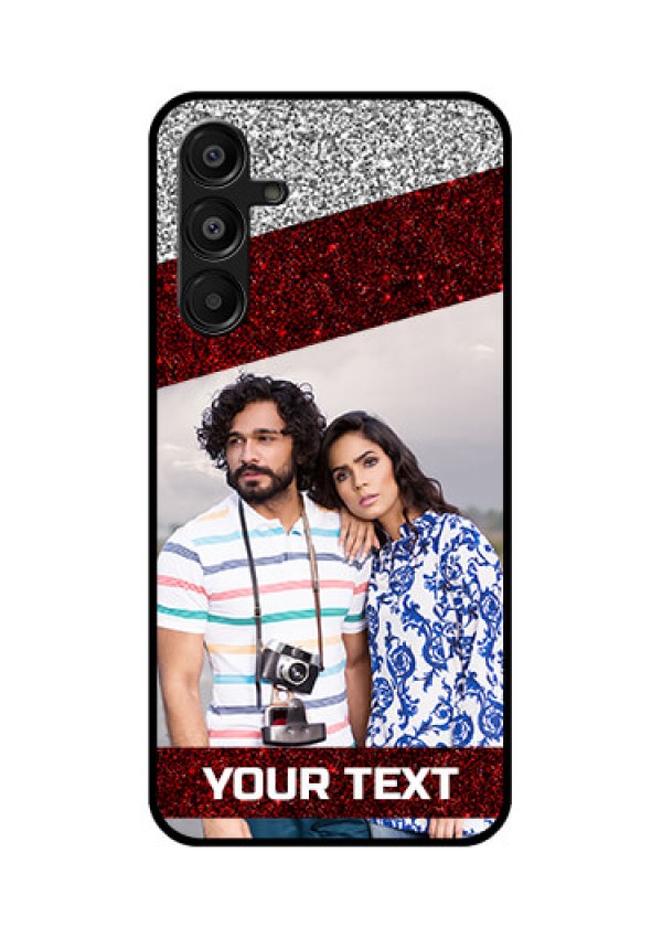 Galaxy F16 5G Custom Glass Phone Case - Image Holder With Glitter Strip Design