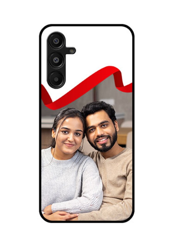 Galaxy F16 5G Custom Glass Phone Case - Red Ribbon Frame Design