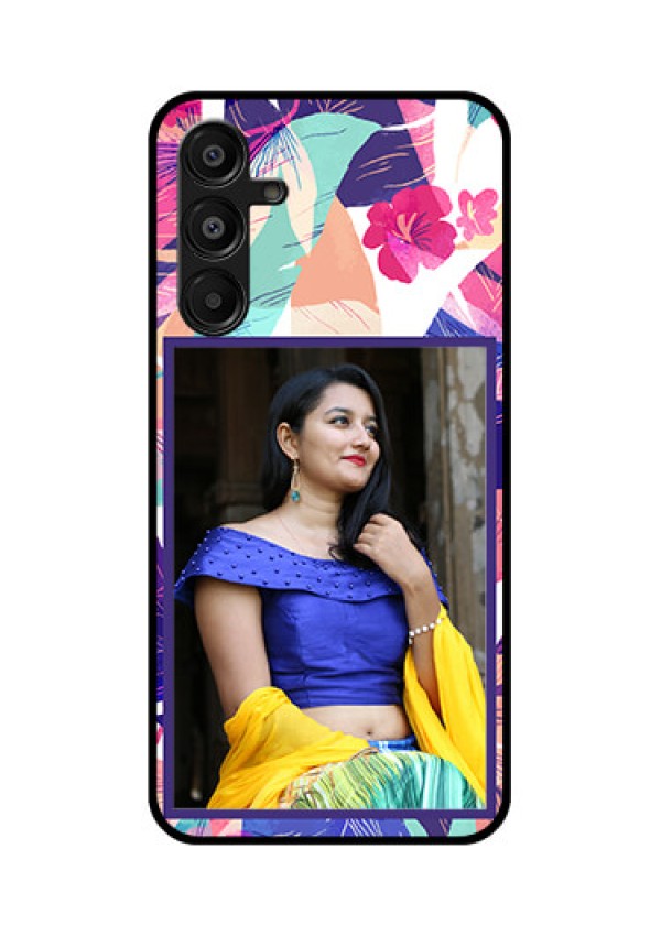 Galaxy F16 5G Custom Glass Phone Case - Abstract Floral Design