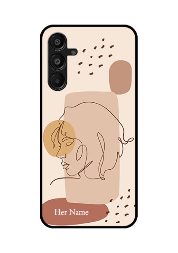 Galaxy F16 5G Custom Glass Phone Case - Calm Woman Line Art Design