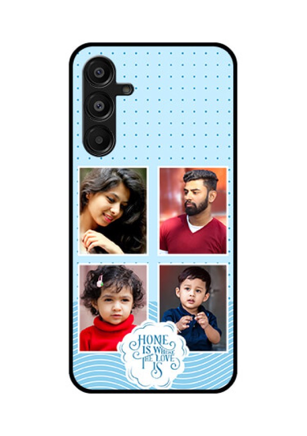 Galaxy F16 5G Custom Glass Phone Case - Cute Love Quote With 4 Pic Upload Design