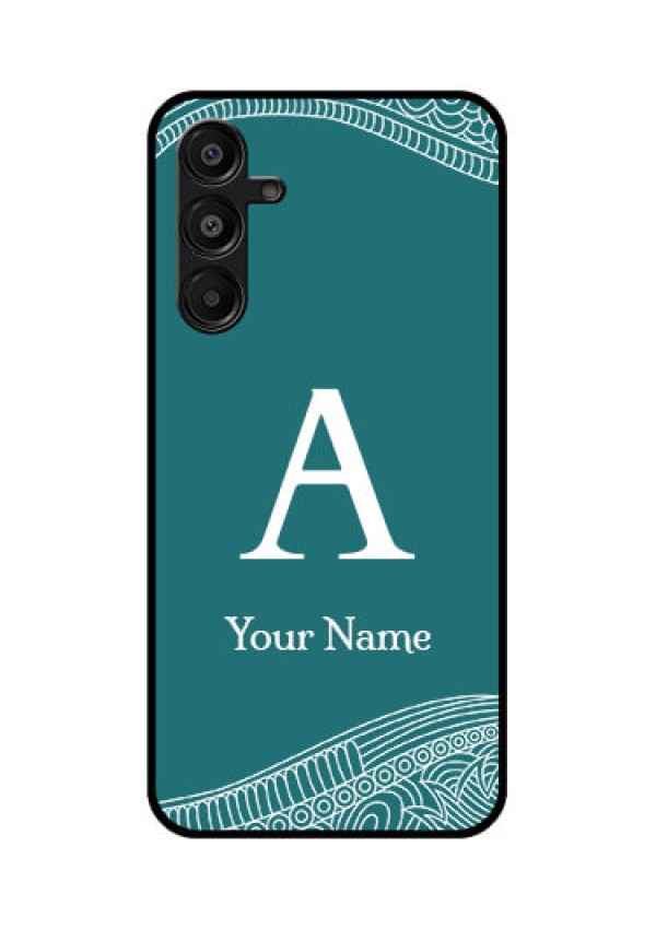 Galaxy F16 5G Custom Glass Phone Case - Line Art Pattern With Custom Name Design