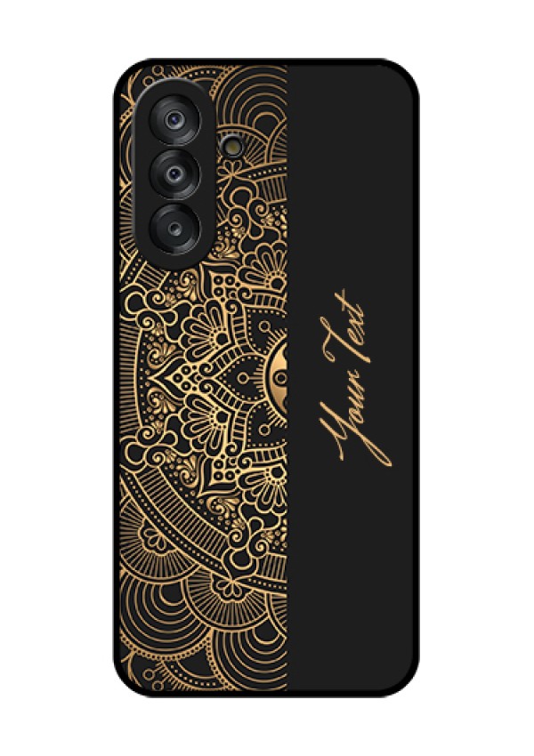 Samsung Galaxy F17 5G Custom Glass Phone Case - Mandala Art With Custom Text Design