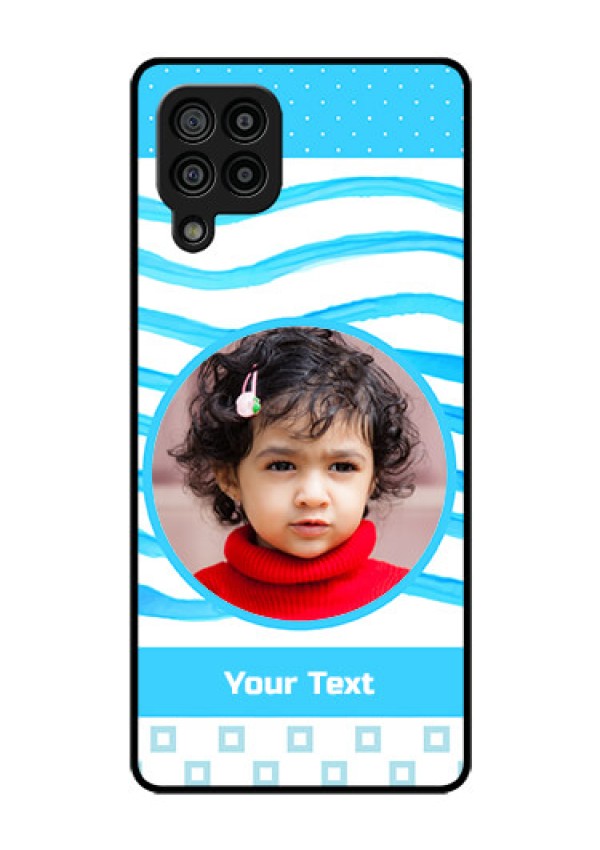 Galaxy F22 Custom Glass Phone Case  - Simple Blue Case Design