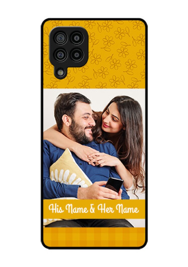 Galaxy F22 Custom Glass Mobile Case  - Yellow Floral Design