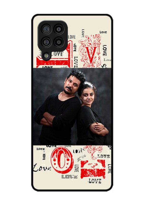 Galaxy F22 Photo Printing on Glass Case  - Trendy Love Design Case