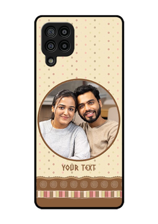 Galaxy F22 Custom Glass Mobile Case  - Brown Dotted Mobile Case Design