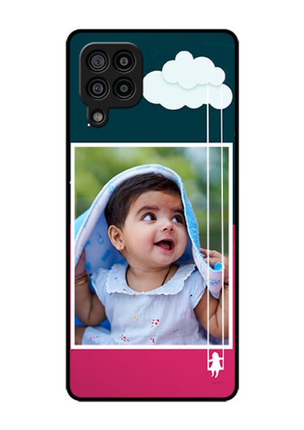 Galaxy F22 Custom Glass Phone Case  - Cute Girl with Cloud Design