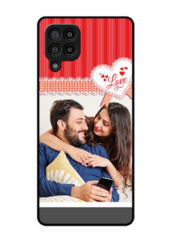 Galaxy F22 Custom Glass Mobile Case  - Red Love Pattern Design
