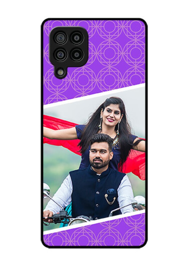 Galaxy F22 Custom Glass Phone Case  - Violet Pattern Design