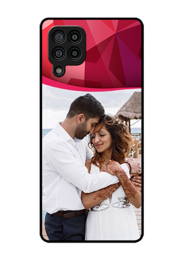 Galaxy F22 Custom Glass Mobile Case  - Red Abstract Design